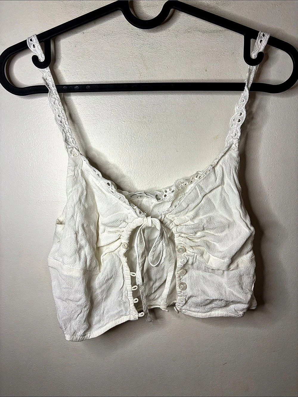White Lace Front-Tie Camisole Like New
